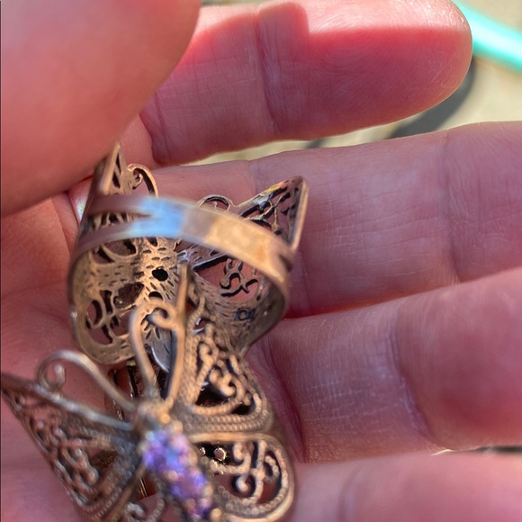 Vintage sterling silver butterfly rings size 7 - Picture 7 of 10